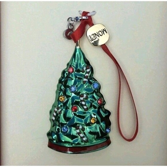 2022 Monet Christmas Tree Pendant Enamel / Gold Tone Ornament - Picture 13 of 14